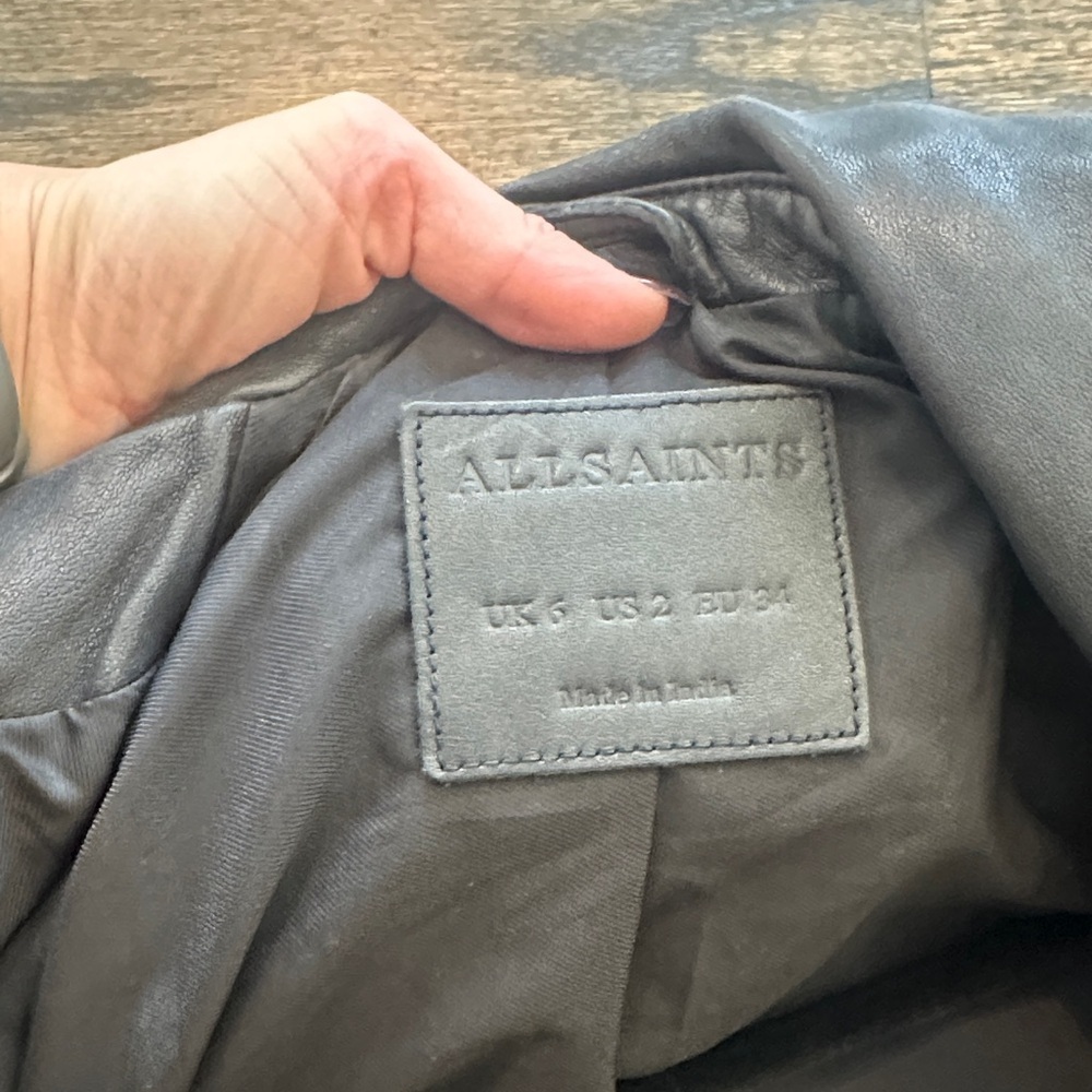 All Saints Black Quilted Leather Jacket - Picture 2 of 4